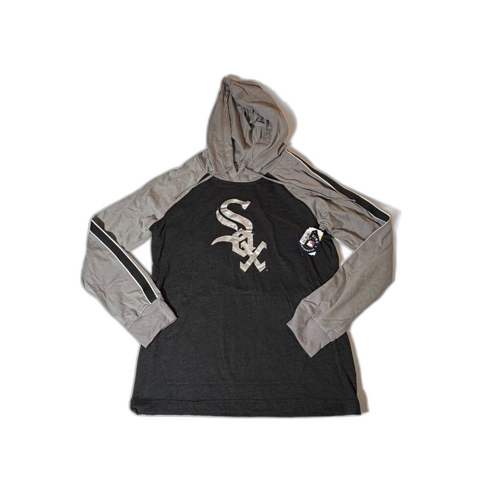 NWT Youth L Chicago White Sox Light Weight Hoodie Long Sleeve Gray Black MLB